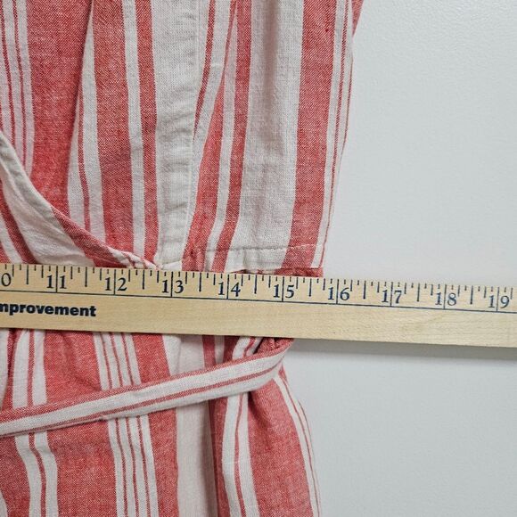 Old Navy Linen Cropped Romper Women’s Med Red White Striped Ruffle Jumper EUC - Picture 10 of 14